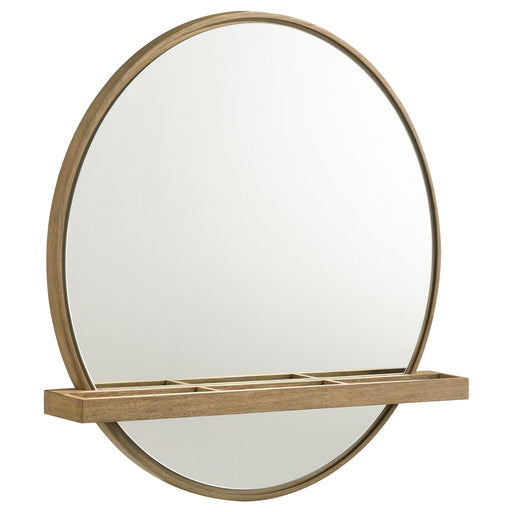 Arini Round Vanity Wall Mirror with Shelf Sand Wash - Brown