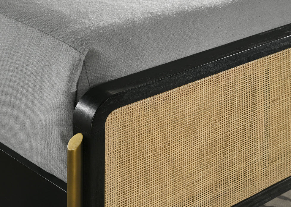 Arini Rattan Panel Bed Black and Natural
