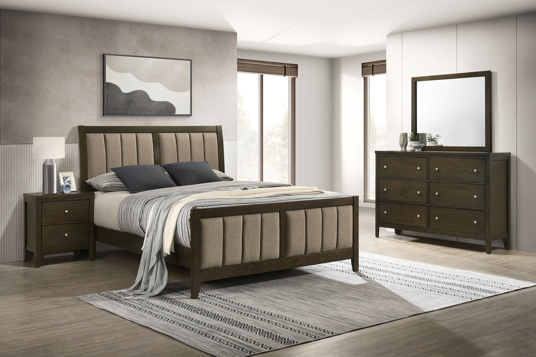 Wilkes 5-Piece Full Bedroom Set with Upholstered Bed Dark Cocoa