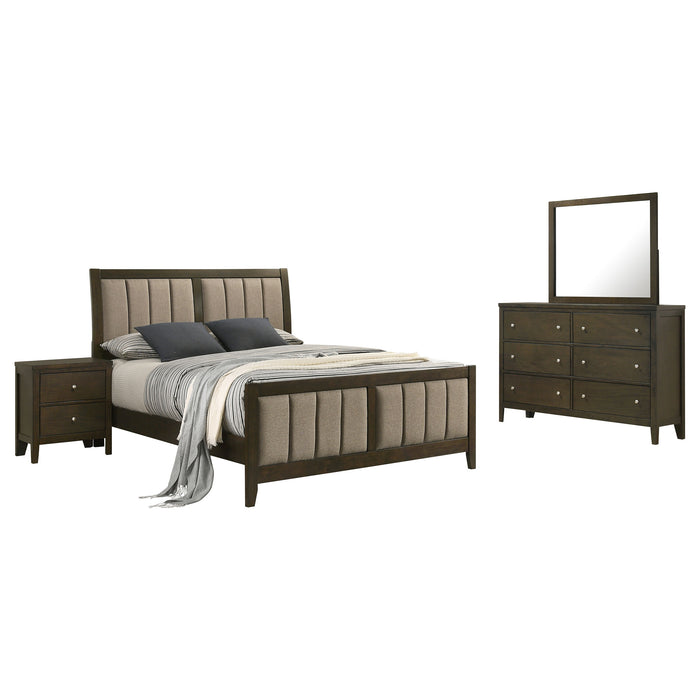 Wilkes 5-Piece Full Bedroom Set with Upholstered Bed Dark Cocoa