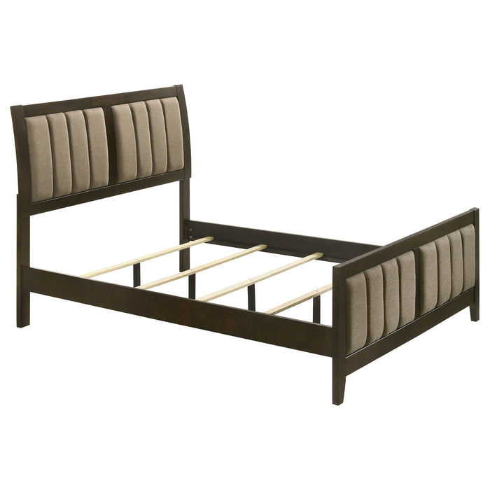 Wilkes Vertical-Channel Upholstered Panel Bed Dark Cocoa