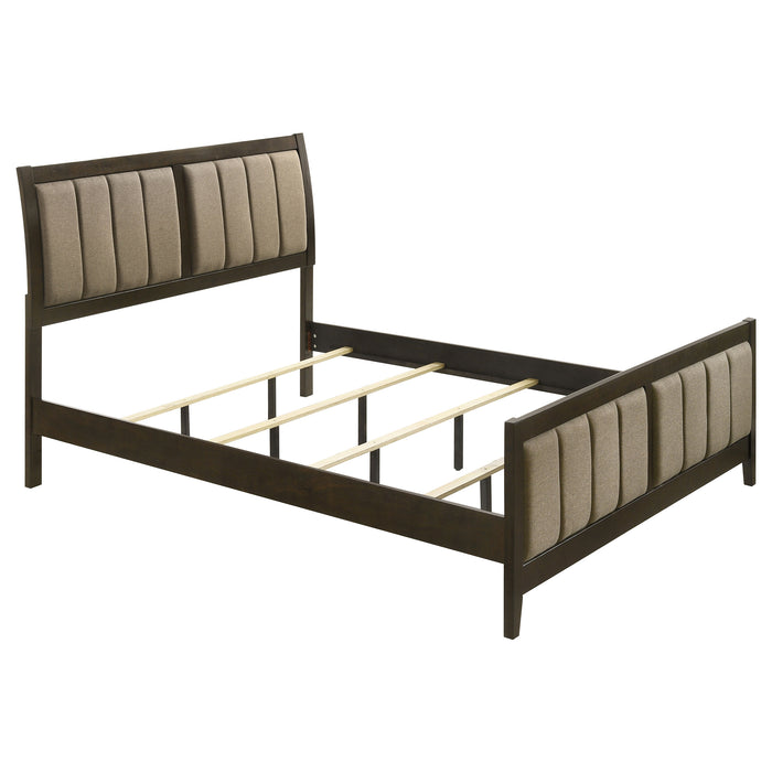 Wilkes 5-Piece California King Bedroom Set with Upholstered Bed Dark Cocoa