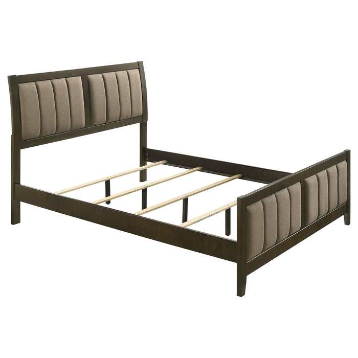 Wilkes Vertical-Channel Upholstered Panel Bed Dark Cocoa