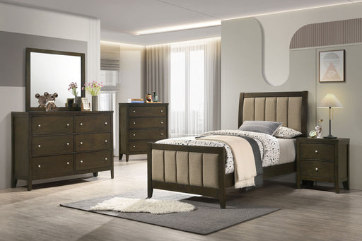 Coaster Wilkes 6-Piece Twin Bedroom Set with Upholstered Bed Dark Cocoa