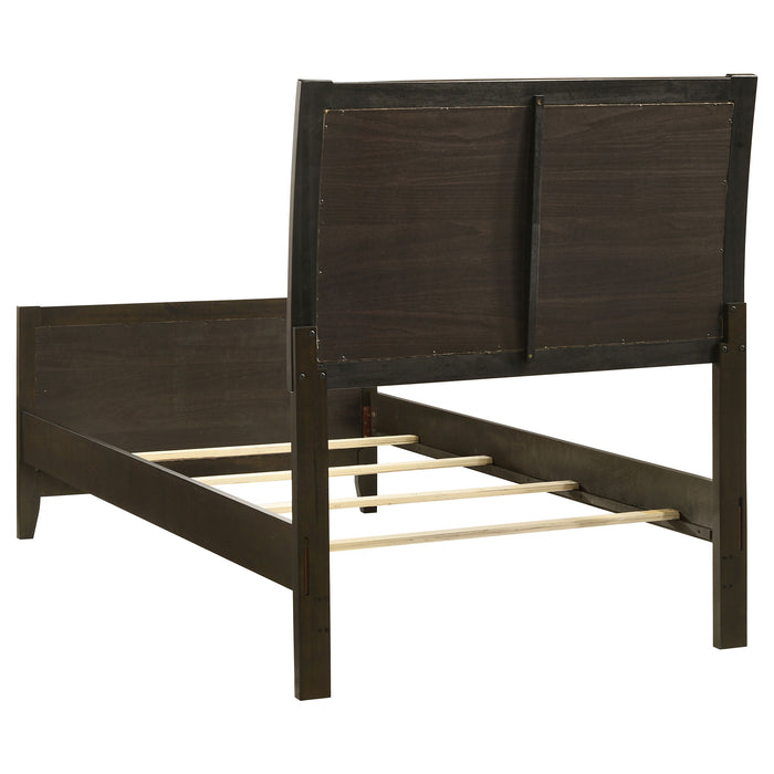 Wilkes Vertical-Channel Upholstered Panel Bed Dark Cocoa