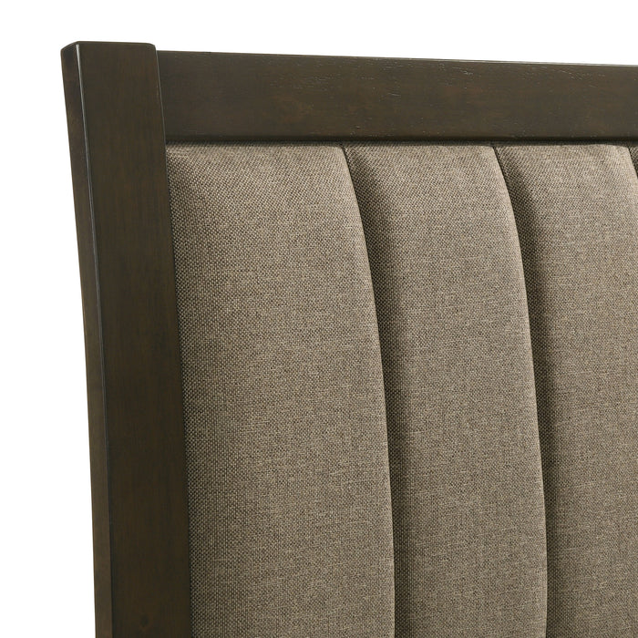 Wilkes Vertical-Channel Upholstered Panel Bed Dark Cocoa