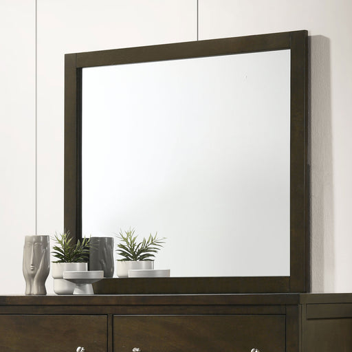 Wilkes Transitional Rectangular Wood-Framed Dresser Mirror Dark Cocoa