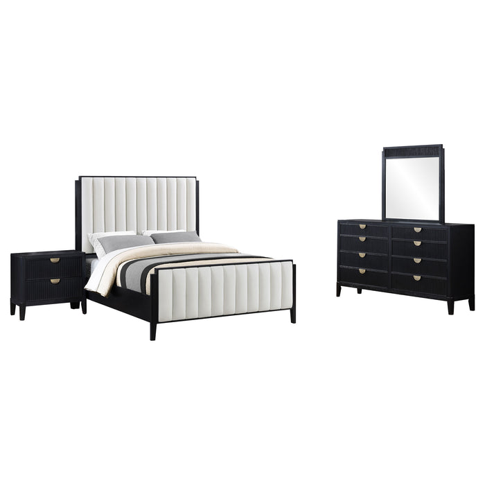 Juego de dormitorio tapizado Brookmead tamaño California King de 5 piezas - negro
