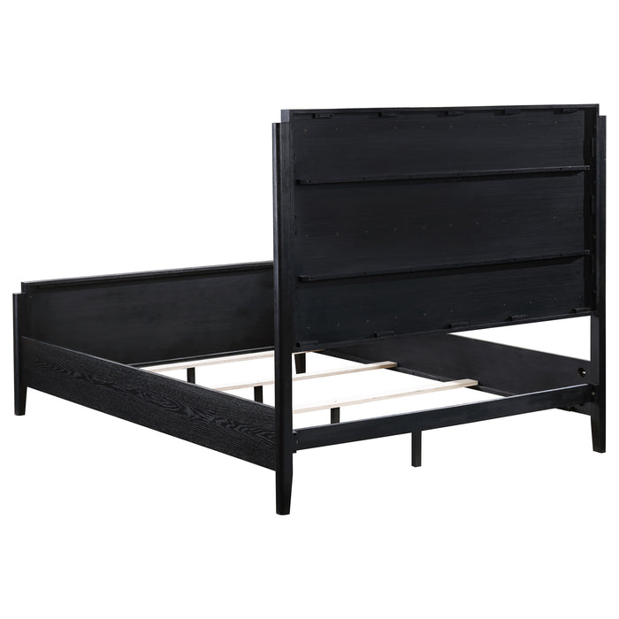 Cama de panel de madera Brookmead - negro