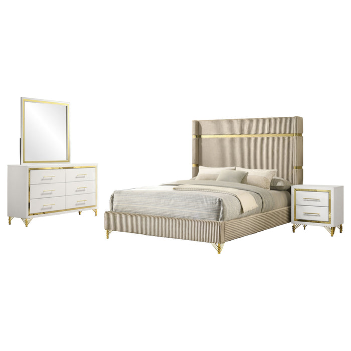 Lucia 5-piece Eastern King Bedroom Set Beige and White
