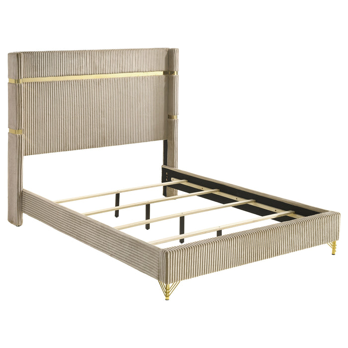 Lucia 61-inch Upholstered Wingback Bed Beige