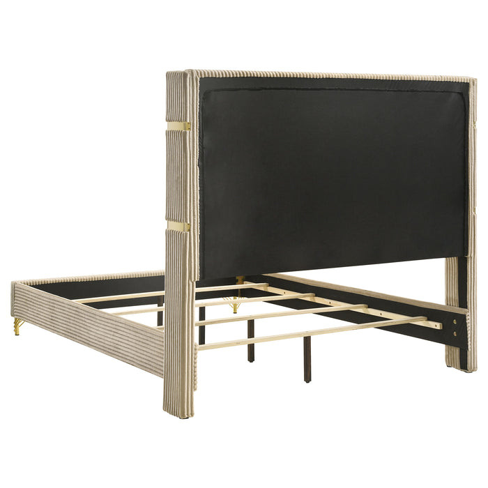 Lucia 61-inch Upholstered Wingback Bed Beige