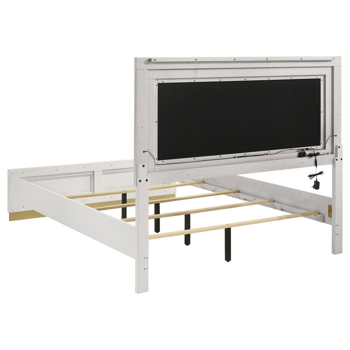 Caraway Wood LED Panel Bed White