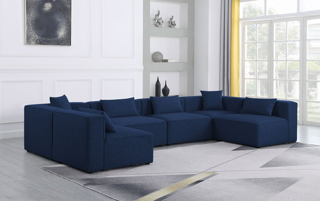 Cube 144" Fabric Upholstered 6pc Modular Sectional