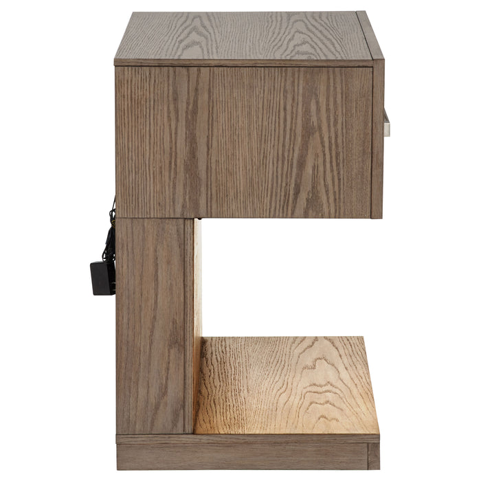 Kenora 1-drawer Nightstand Bedside Table Barley Brown