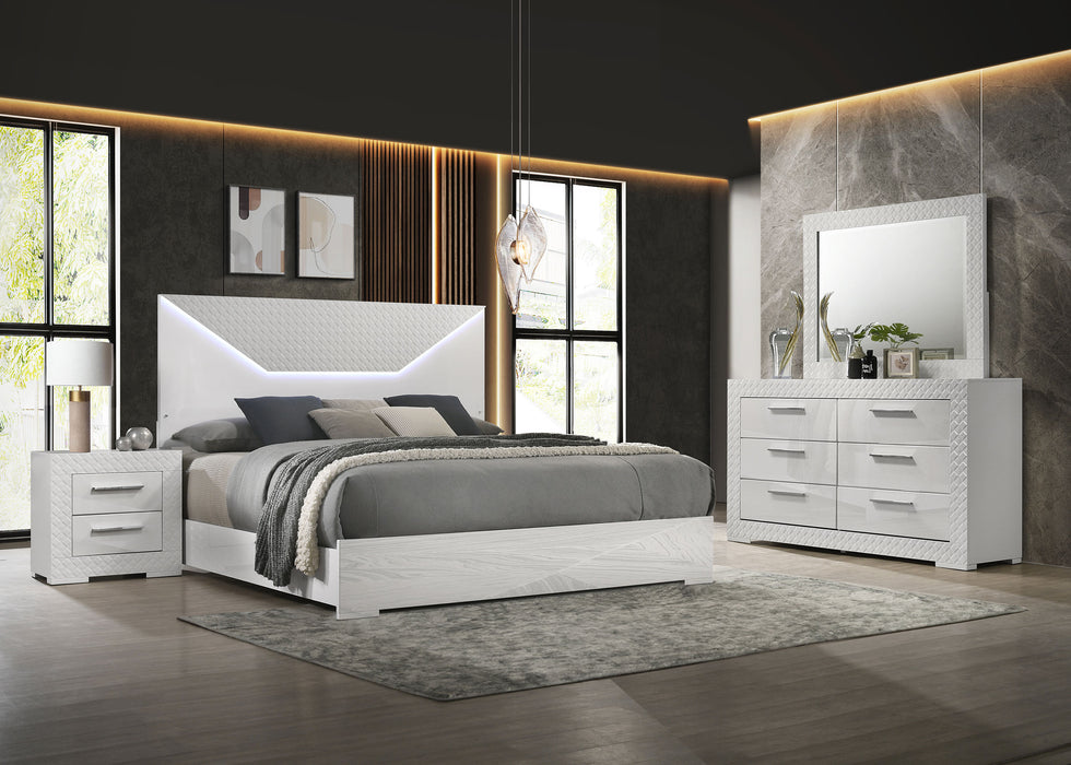 Ives 5-piece Queen Bedroom Set White High Gloss