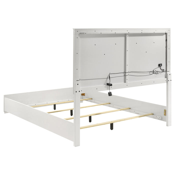 Ives Panel Bed LED Headboard White High Gloss