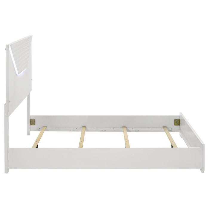 Ives Panel Bed LED Headboard White High Gloss