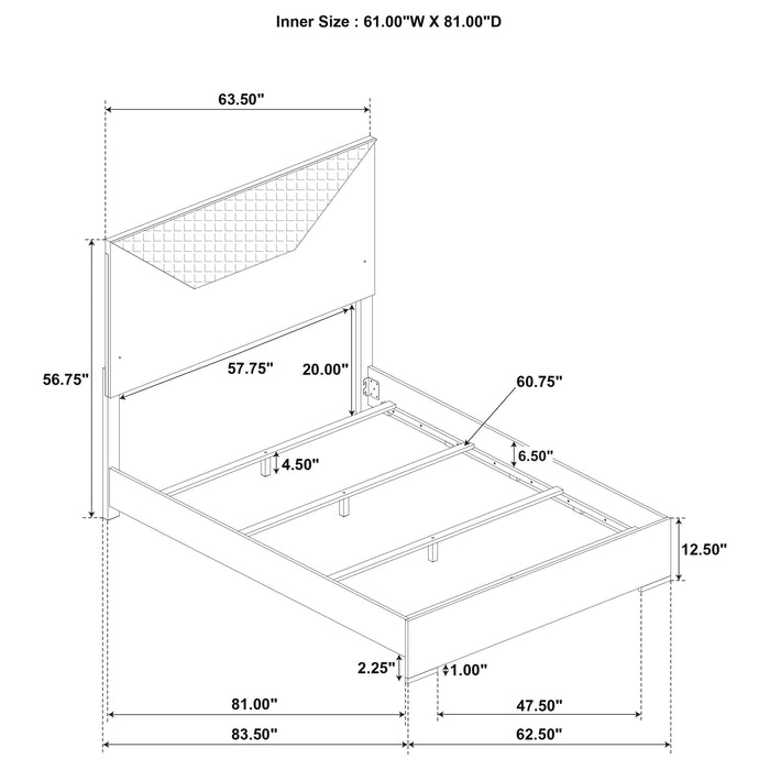 Ives Panel Bed LED Headboard White High Gloss