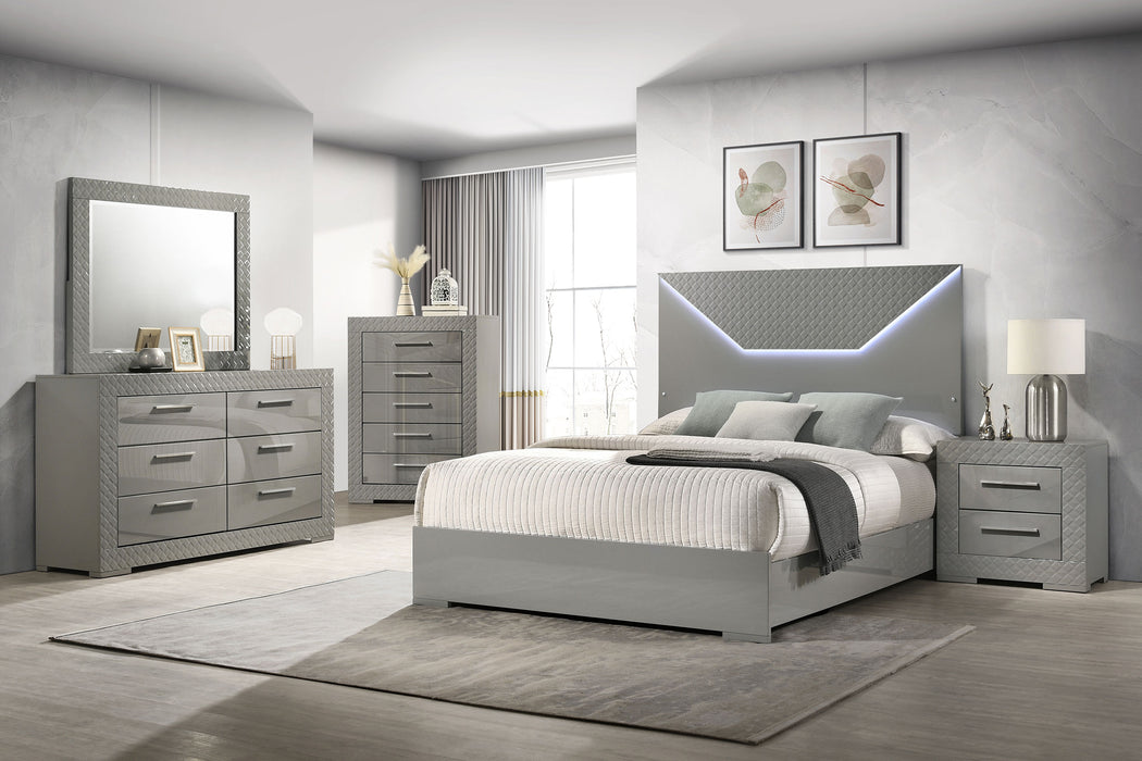 Coaster Ives 6-Piece Eastern King Bedroom Set Grey High Gloss
