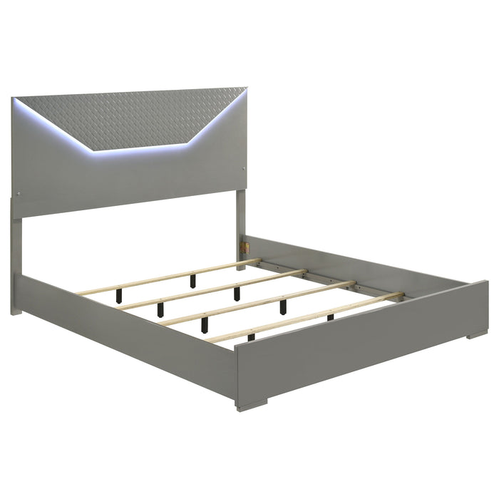 Ives Panel Bed LED Headboard White High Gloss