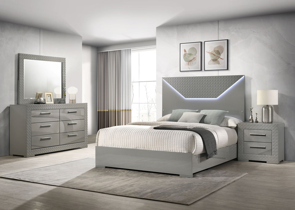 Ives 5-piece Queen Bedroom Set Grey High Gloss