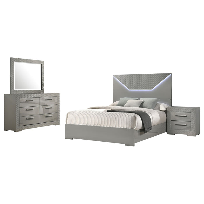 Ives 5-piece Queen Bedroom Set Grey High Gloss