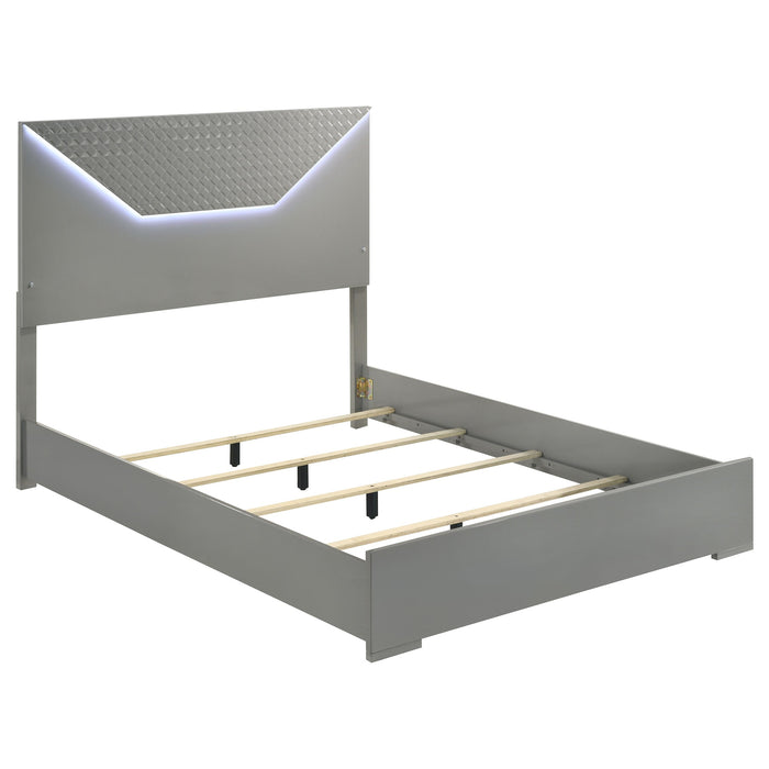 Ives Panel Bed LED Headboard White High Gloss