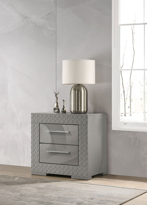 Ives 2-drawer Nightstand Bedside Table White High Gloss