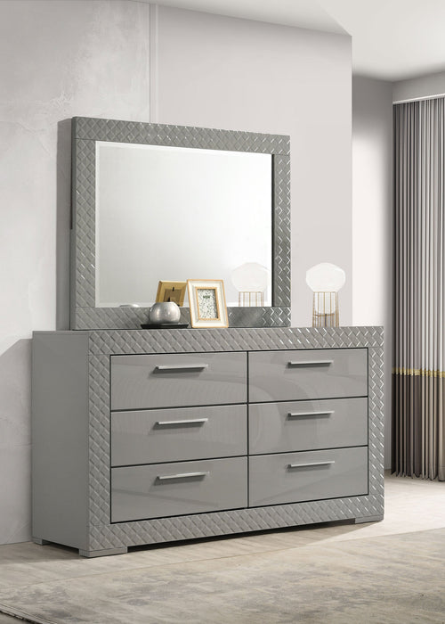Ives 6-drawer Dresser and Mirror White High Gloss