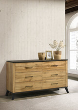Cómoda Kaywood de 6 cajones en pino natural