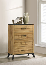 Cómoda de dormitorio Kaywood de 4 cajones en pino natural