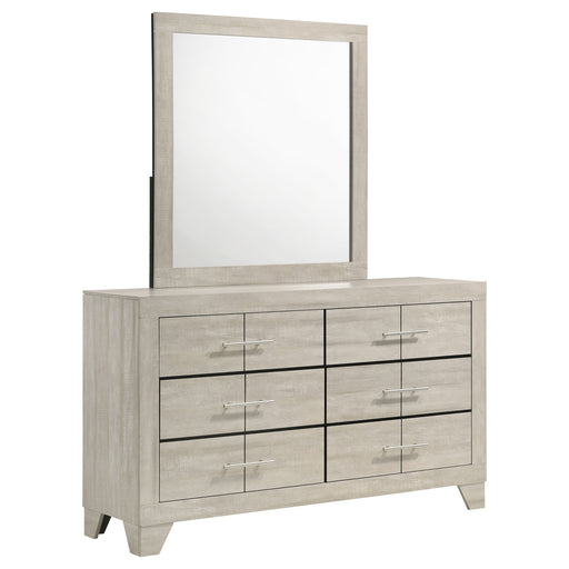Trenton 6-drawer Bedroom Dresser With Mirror Rustic Cream - Beige