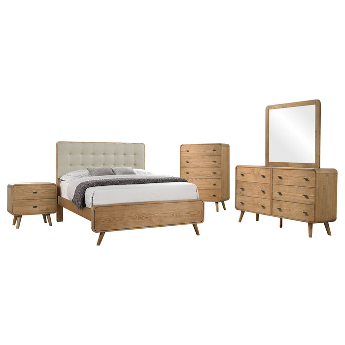 Juego de dormitorio Robyn tamaño Queen de 5 piezas - fresno claro