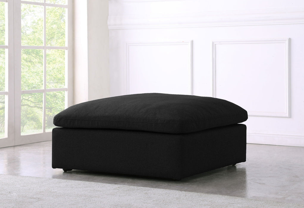 Serene Linen Textured Fabric Upholstered Deluxe Comfort Modular Ottoman