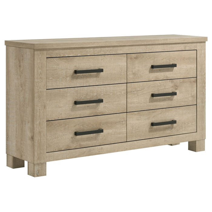 Juego de dormitorio Oakglen tamaño California King de 5 piezas - roble envejecido