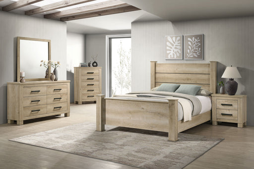 Oakglen 6-drawer Bedroom Dresser and Mirror Weathered Oak - Beige