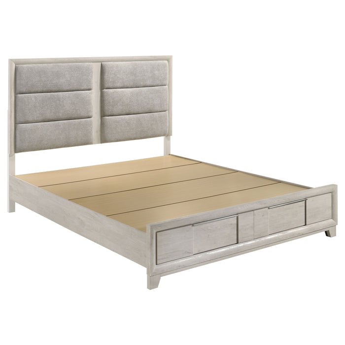 Farre Upholstered Storage Platform Bed Washed Grey