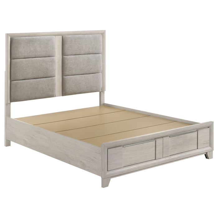 Farre Upholstered Storage Platform Bed Washed Grey