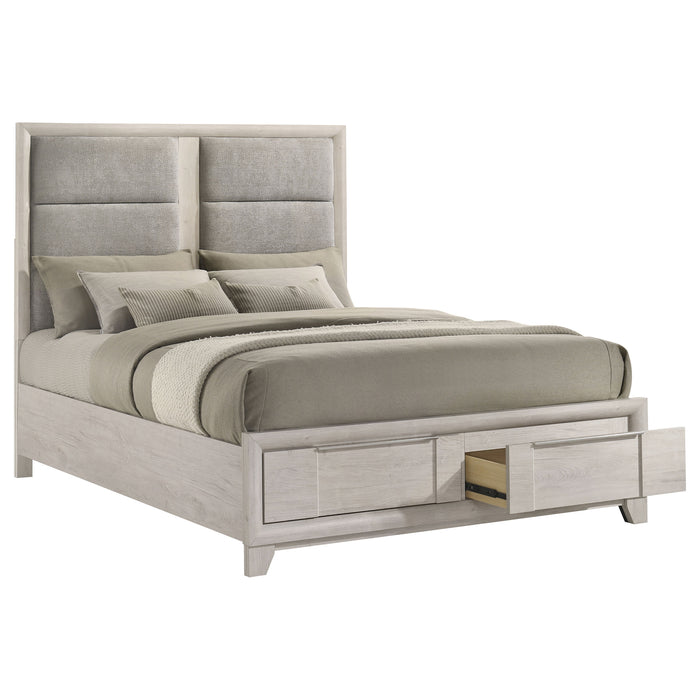 Farre Upholstered Storage Platform Bed Washed Grey