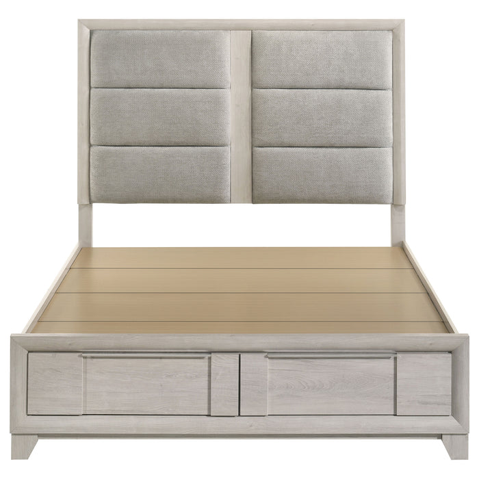Farre Upholstered Storage Platform Bed Washed Grey