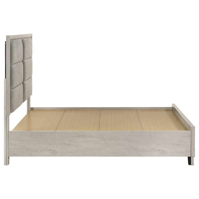 Farre Upholstered Storage Platform Bed Washed Grey