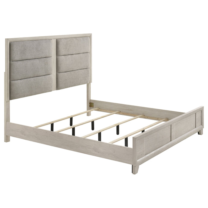 Farre Upholstered Panel Bed Washed Grey
