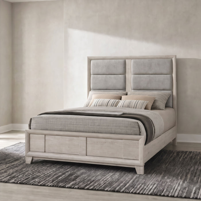 Farre Upholstered Panel Bed Washed Grey