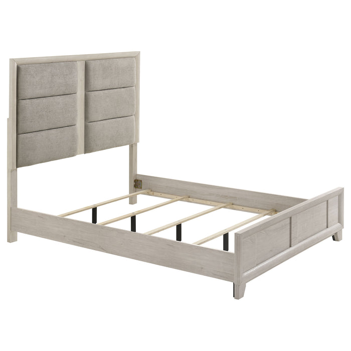 Farre Upholstered Panel Bed Washed Grey