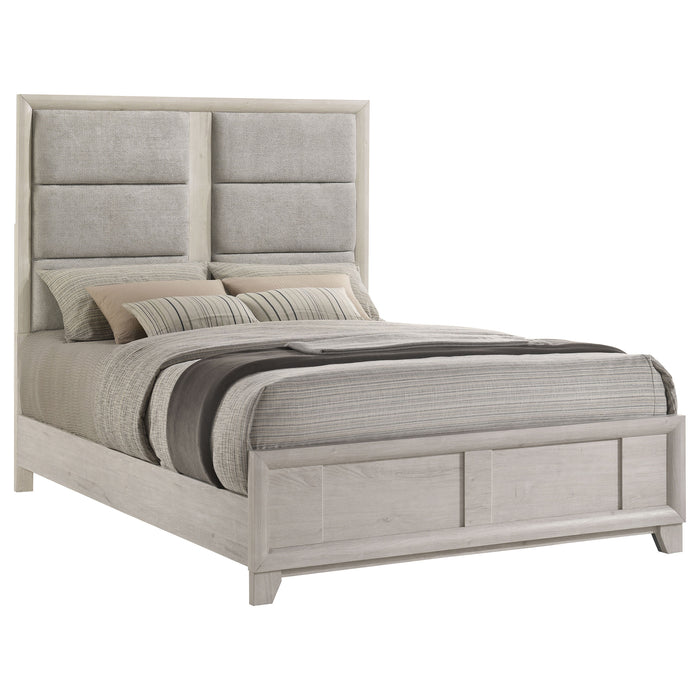 Farre Upholstered Panel Bed Washed Grey