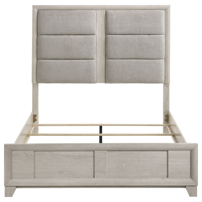 Farre Upholstered Panel Bed Washed Grey