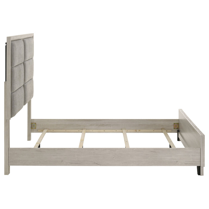 Farre Upholstered Panel Bed Washed Grey