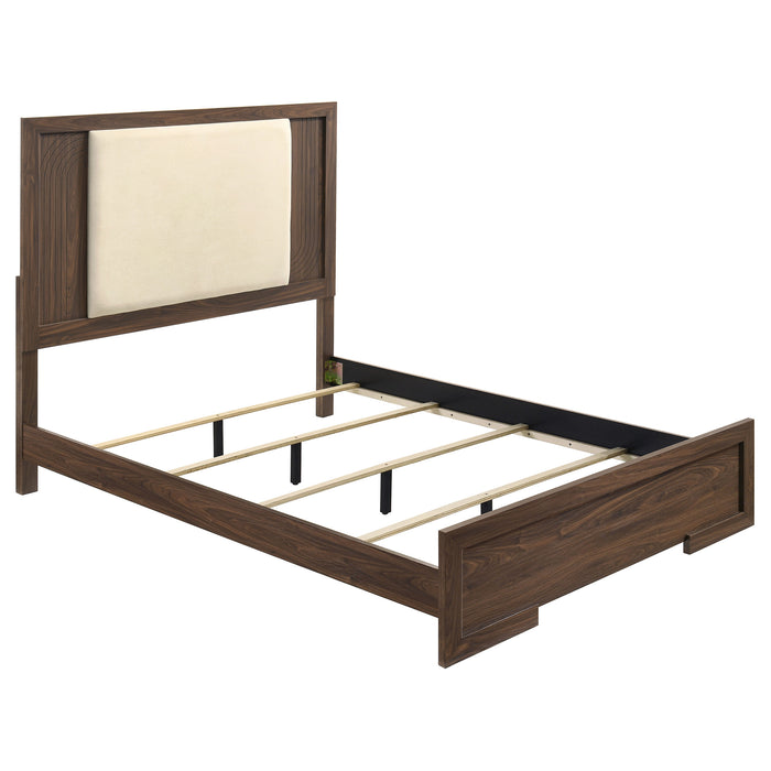 Etienne Velvet Upholstered Panel Bed Walnut