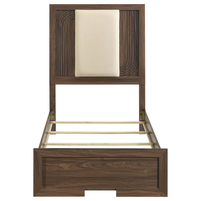 Etienne Velvet Upholstered Panel Bed Walnut